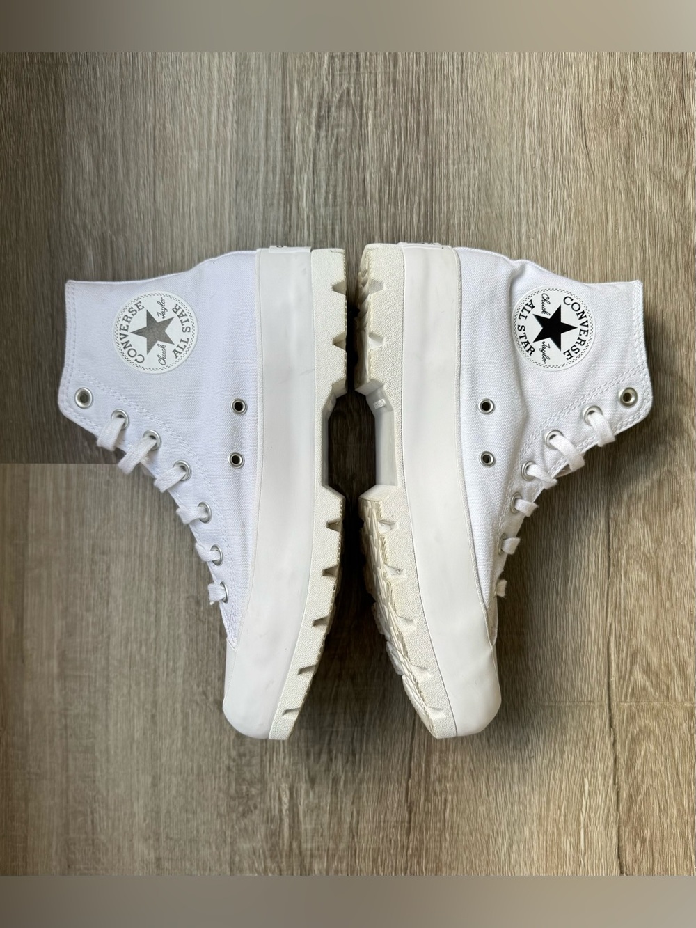 Converse Chuck Taylor Lugged Lift Hi White Canvas Platform Sneakers Women’s 8 - Picture 4 of 9